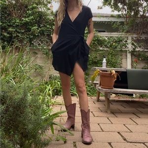 Black Mini Wrap Dress XS/S Poly